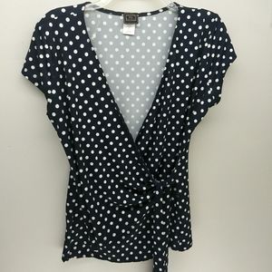 THX polka dot wrap tie blouse XL